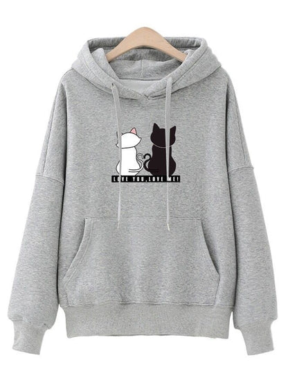 Harajuku Hoodie: Streetwear Hoodies for Women with Cute Cat Print - Autumn Long Sleeve Sweatshirt for a sudadera mujer style