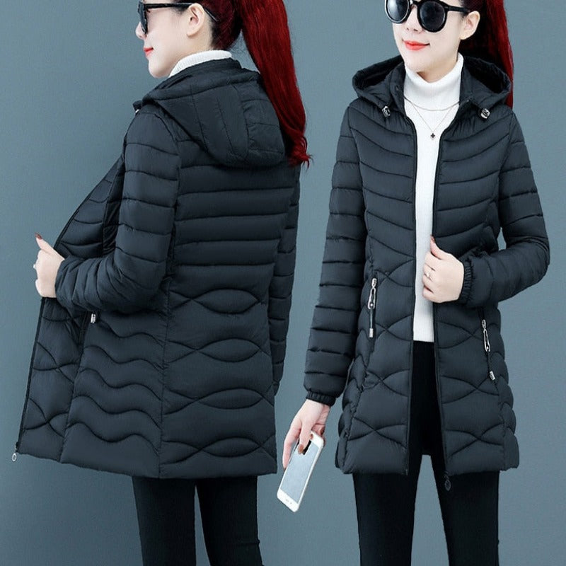  Winter Ultra-Light Thin Down Waterproof Coat for Women - Slim Short Hooded Parka Jacket