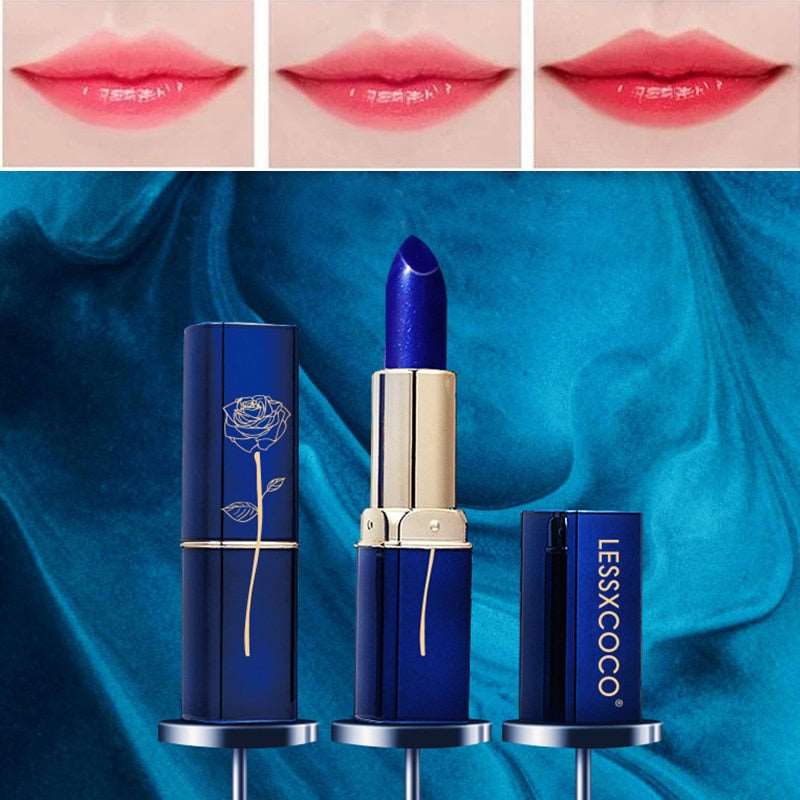 Blue Rose Lipstick Temperature Color Changing Lip Moisturizing Balm Female Makeup Sexy Lip Gloss