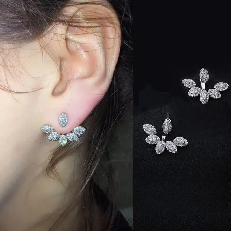 Luxury Trendy Marquise Flower Full Mirco Paved Crystal Zircon Naija Wedding Drop Earring 