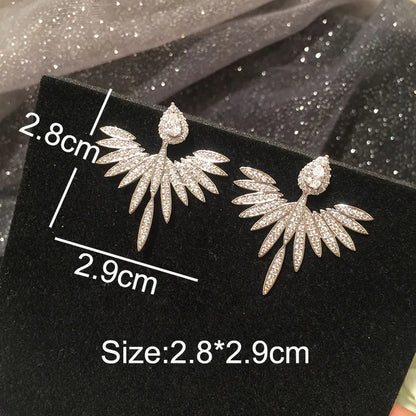 Luxury Trendy Marquise Flower Full Mirco Paved Crystal Zircon Naija Wedding Drop Earring 