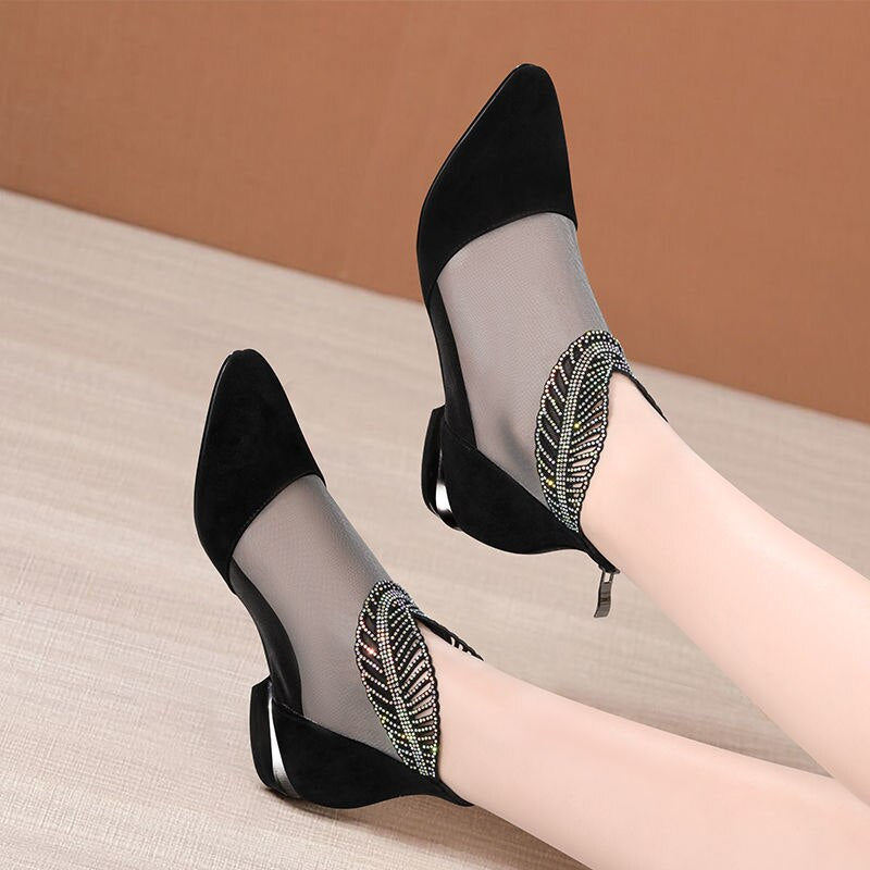 Summer New Mesh Peep Toe Sandals Sexy Hollow Out Single Shoes Lace Pumps Woman High Heel Fashion Autumn Footwear Platform Ladies  Stylish Summer Mesh Peep Toe Sandals | Hollow Out Lace Pumps