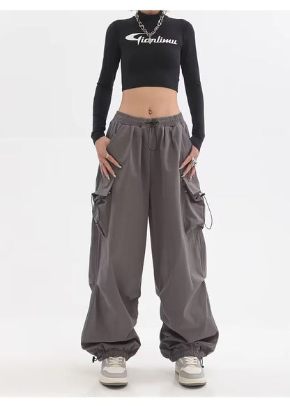 Cargo Pants Women Baggy Trousers 2024 Fall Streetwear Oversized Pants Vintage Casual Elastic Waist Loose Sweatpants Women