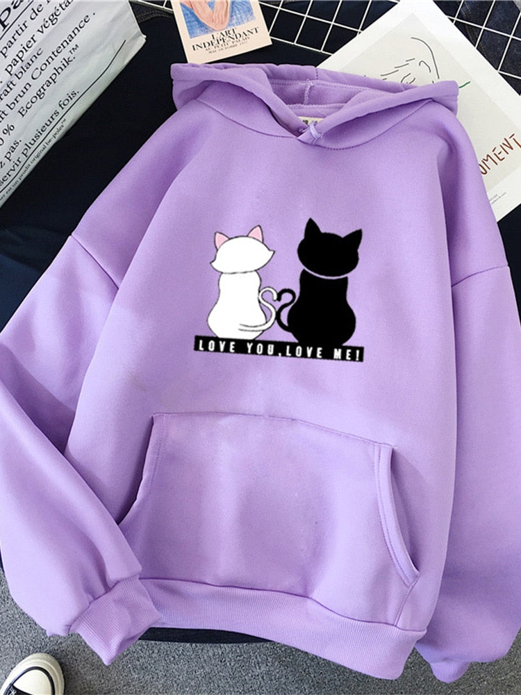 Harajuku Hoodie: Streetwear Hoodies for Women with Cute Cat Print - Autumn Long Sleeve Sweatshirt for a sudadera mujer style