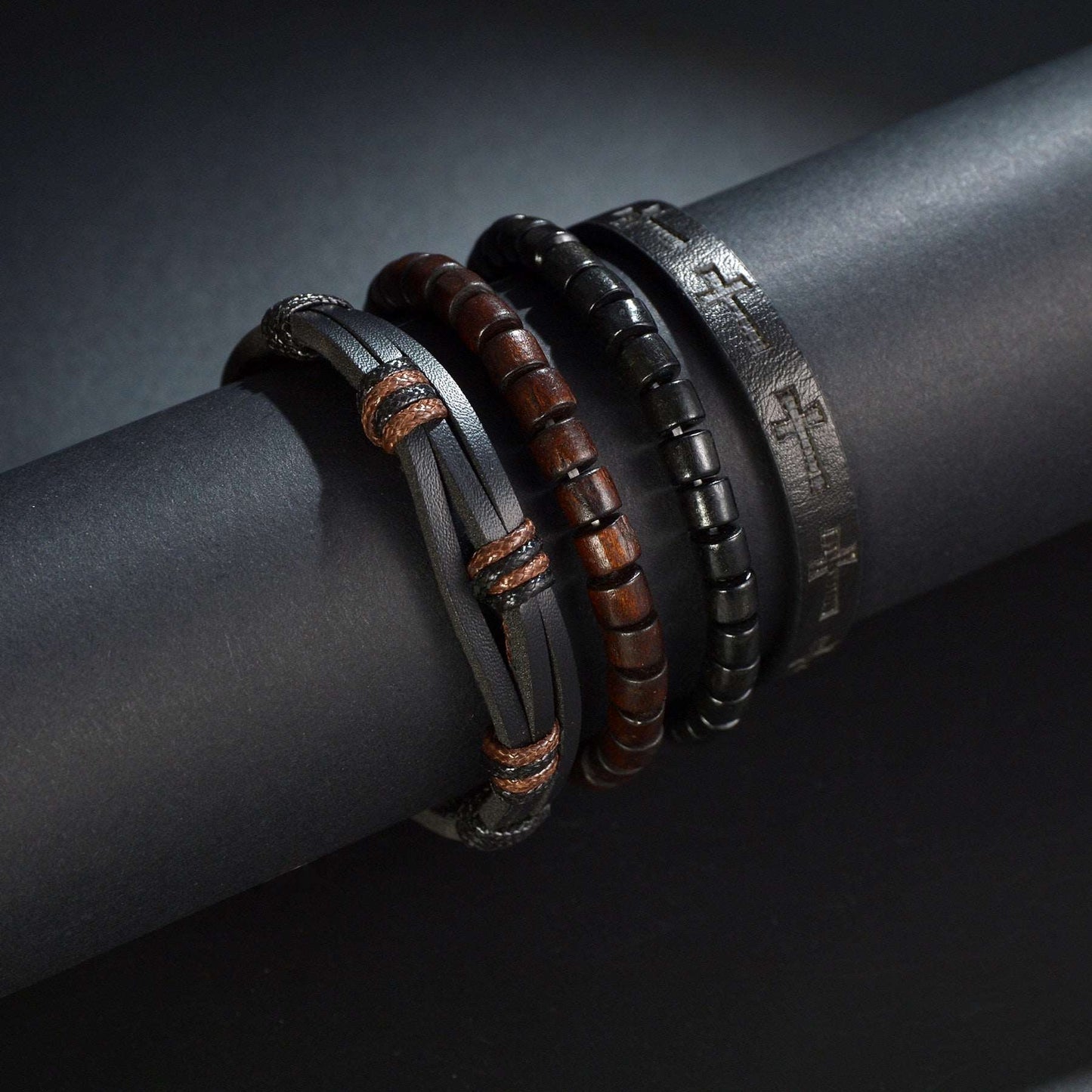 3/4Pcs/ Set Braided Wrap Leather Bracelet for Men