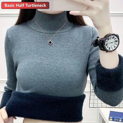 Turtleneck Winter Sweater for Women - Warm Sueter Knitted Pullover, Slim Tops, and Jersey Knitwear Jumper