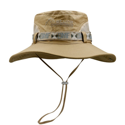 Summer Men Bucket Hat | Outdoor UV Protection Wide Brim Panama Safari Hunting Hiking Hat | Mesh Fisherman Hat Beach Sunscreen Cap