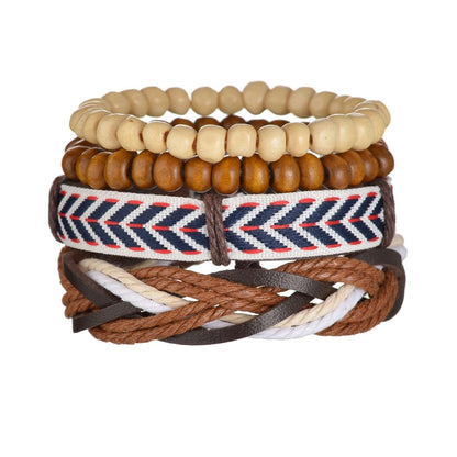 3/4Pcs/ Set Braided Wrap Leather Bracelet for Men