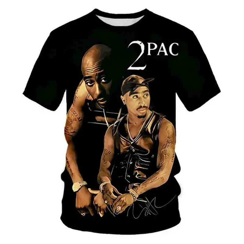 Rock Rapper 2pac T Shirts 3D Print Hip Hop Streetwear T-shirt