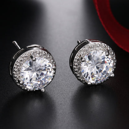 Fashion Jewelry Crown Women Classic Shining Zircon Small Stud Earrings Gold Color Ears Stud For Men Crystal Earrings WE132