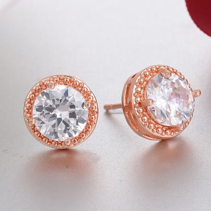 Fashion Jewelry Crown Women Classic Shining Zircon Small Stud Earrings Gold Color Ears Stud For Men Crystal Earrings WE132