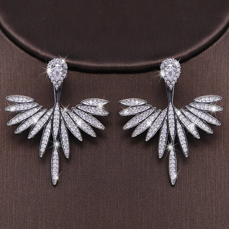 Luxury Trendy Marquise Flower Full Mirco Paved Crystal Zircon Naija Wedding Drop Earring Fashion Party Bridal Jewelry