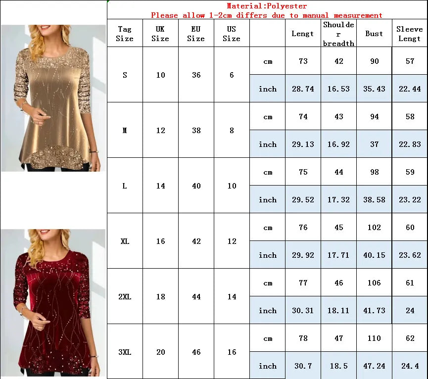 Fashion Women Long Sleeve Patchwork Sequins T-Shirt 2023 Spring Autumn Shining Tunic T Shirt For Women Smock Top Y2K Tshirts