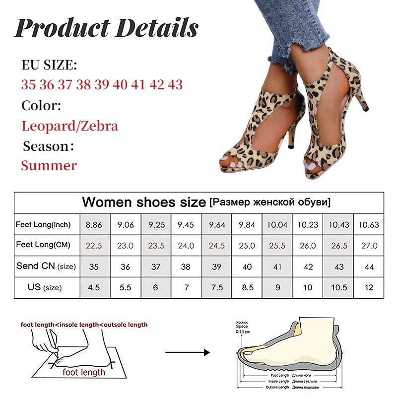 Heels Shoes For Women Elegant Medium Heel High Sandals Summer 2023 Spring Zebra Leopardprint Pumps Ankle Strap Party Open Toe