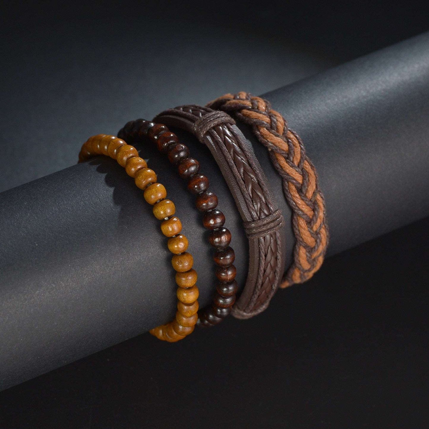 3/4Pcs/ Set Braided Wrap Leather Bracelet for Men