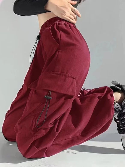 Cargo Pants Women Baggy Trousers 2024 Fall Streetwear Oversized Pants Vintage Casual Elastic Waist Loose Sweatpants Women