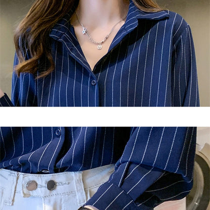 Chiffon Long Sleeve Shirt Tops Woman White Blouse