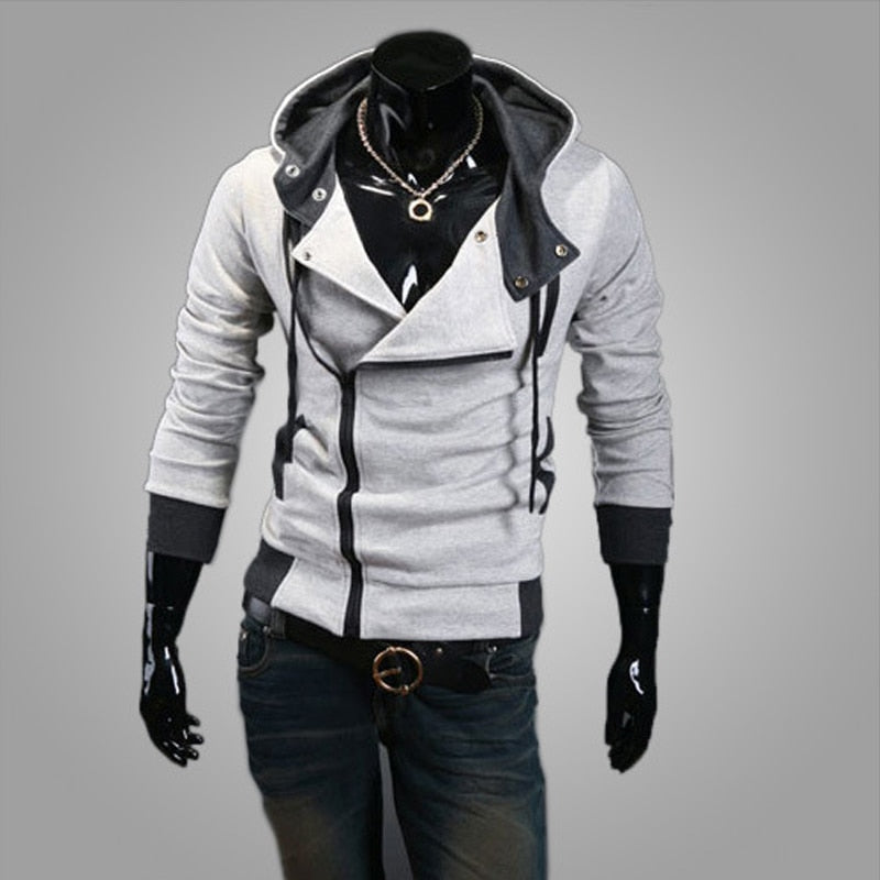 Casual Men's Hooded Jacket Black Slim Zipper Hoodie Sweatshirt Streetwear Outerwear Cardigan Sportswear Male Hoodies