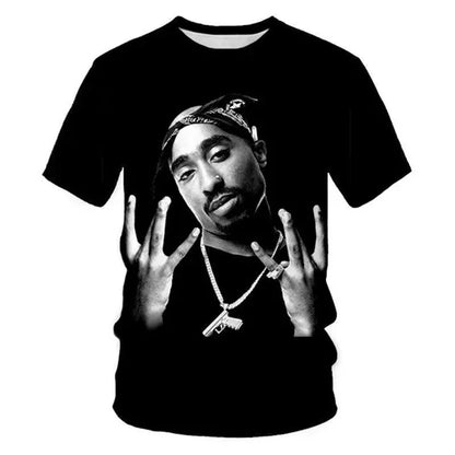 Rock Rapper 2pac T Shirts 3D Print Hip Hop Streetwear T-shirt