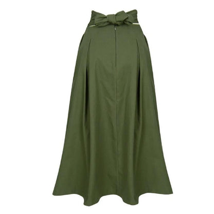 Skirts Womens 2024 Korean Fashion Solid Color Big Swing Women Skirt Long Skirt Autumn Wild High Waist Bow Slim Skirts