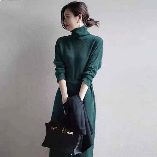 Women Office Dresses Robe Clothing Purple Female Dress Turtleneck Knit Green Evening Maxi Long Crochet Y2k Vintage Y 2k Designs Thick Exclusive Collection