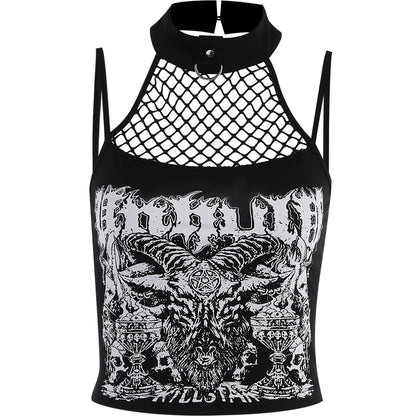 Gothic Cross Print Lace Bodycon Crop Tops Embrace Y2K Aesthetic and Summer Style with Sexy Black and Red Camis for Women and Girls