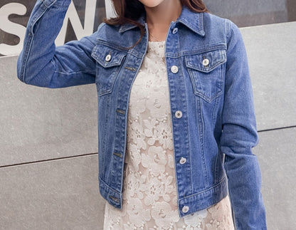 New Women's Denim Jacket Spring and Autumn Casual Short Denim Jacket Women's Korean Version Solid Color Jacket Clothes