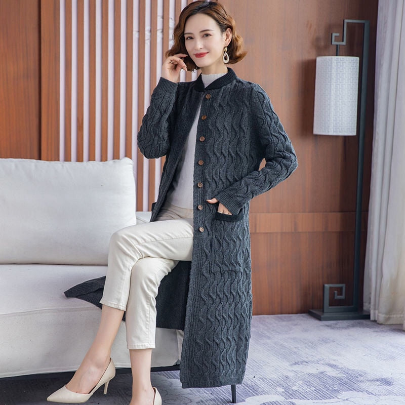 New Fashion Korean Style Long All-match Streetwear Coat Top Casual Single-breasted Women's Sweater Long Sleeve