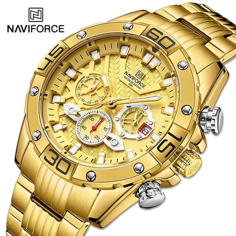 NAVIFORCE Fashion Watches For Men Luxury Original Classic Quartz Clock Analog Chronograph Sport Waterproof Steel Male WristWatch