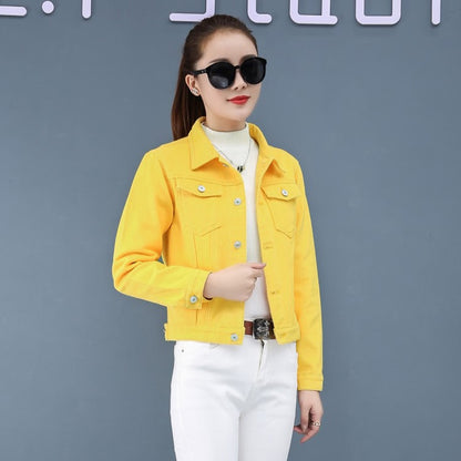 New Women's Denim Jacket Spring and Autumn Casual Short Denim Jacket Women's Korean Version Solid Color Jacket Clothes