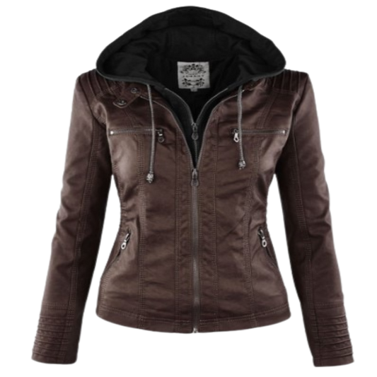 Gothic Faux Leather Jacket Women Hoodies Autumn Winter Black Motorcycle PU Leather Basic Jacket Coat Outerwear