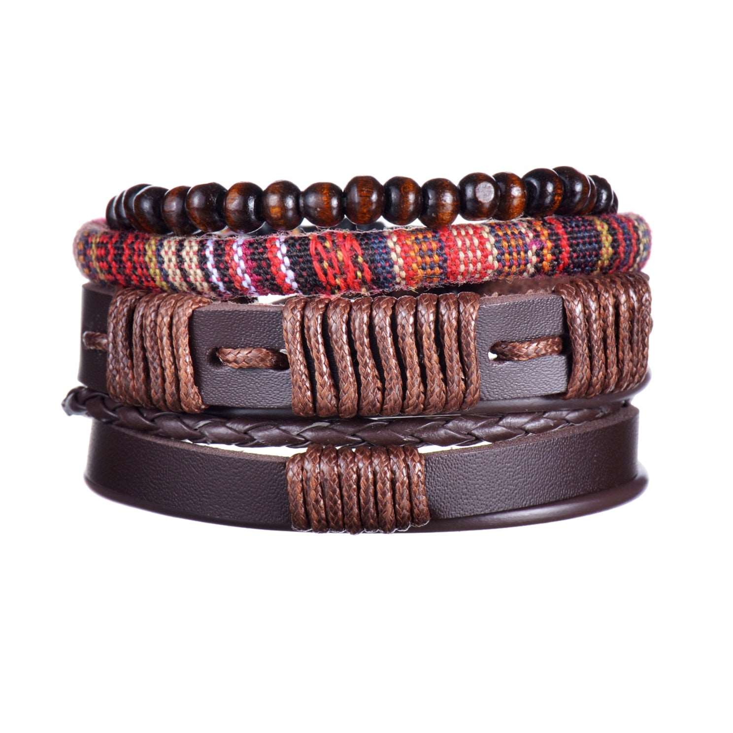 3/4Pcs/ Set Braided Wrap Leather Bracelet for Men