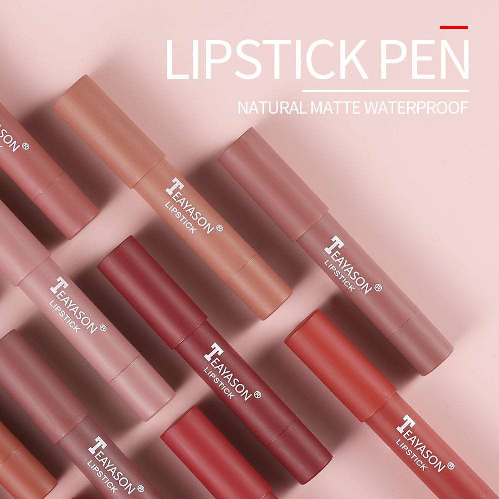 12 Colors Sexy Matte Lipstick Waterproof Long Lasting Color Rendering Non-stick Velvet Lips Liner Pencil Woman Makeup Cosmetics