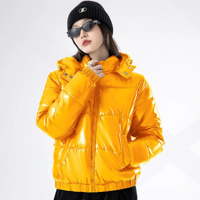 Women'S 2024 New Korean Loose Hooded Coat Female Fashion Trends Leisure Bright Face Short Versatile Winter Cotton Padded Jacket