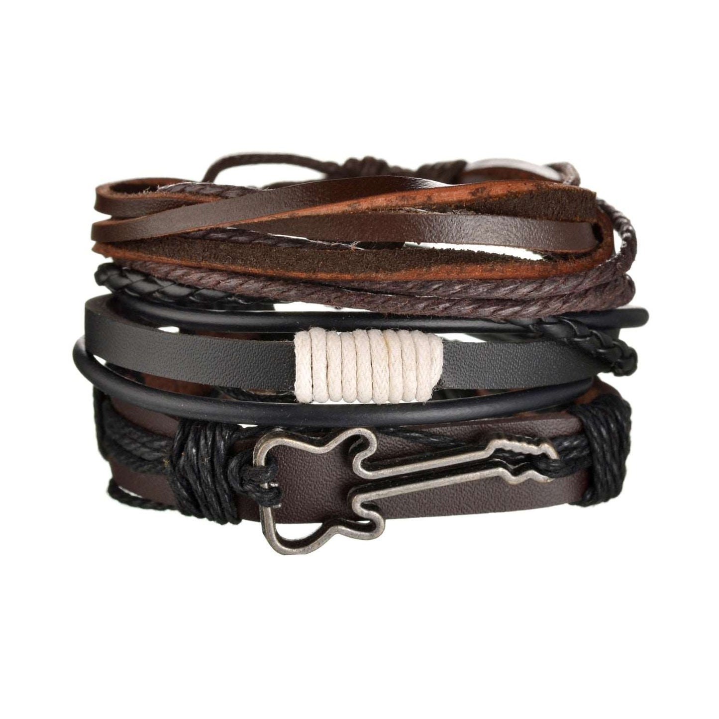 3/4Pcs/ Set Braided Wrap Leather Bracelet for Men