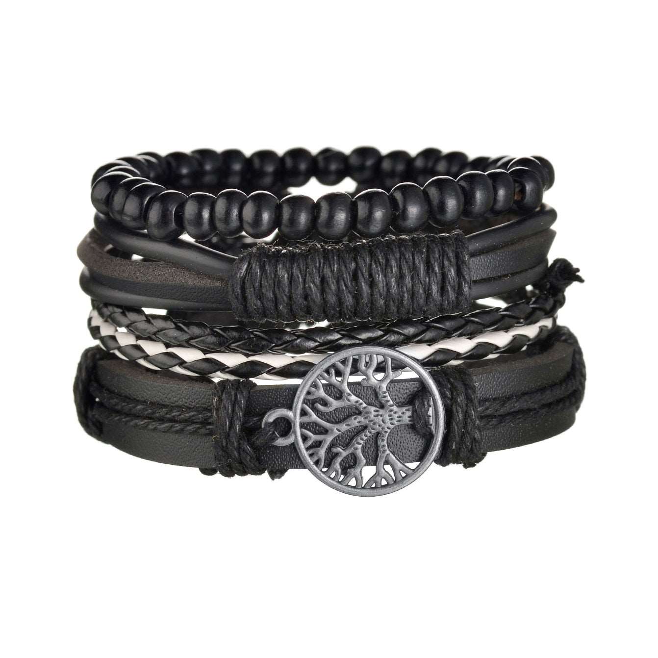 3/4Pcs/ Set Braided Wrap Leather Bracelet for Men