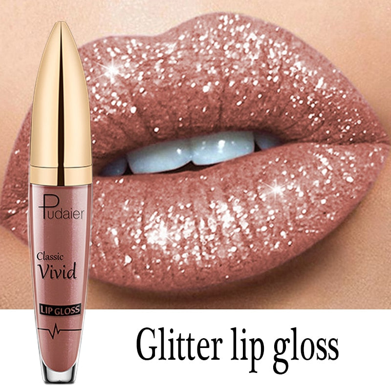 Matte Glitter Liquid Lipsticks Diamond Shiny Lip Gloss Waterproof Long Lasting Pearl Lipgloss