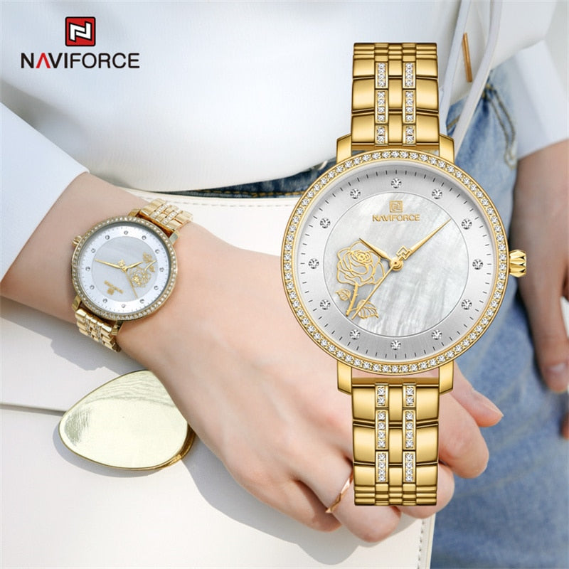 Stylish and Waterproof NAVIFORCE Rose Gold Watch for Women Clock Relogio Feminino