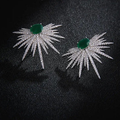 Luxury Trendy Marquise Flower Full Mirco Paved Crystal Zircon Naija Wedding Drop Earring 