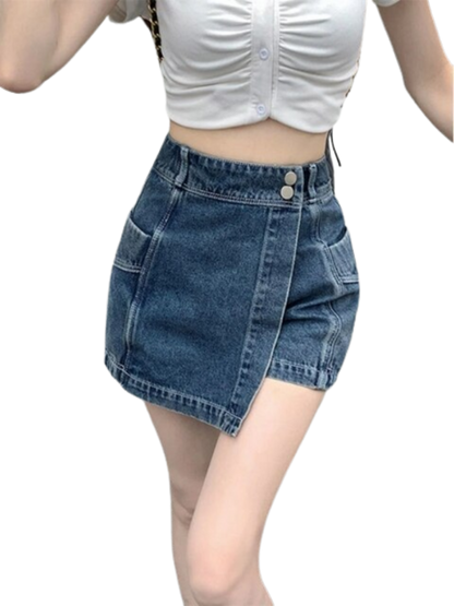 Hot Girl KawaiiY2K Summer Gothic Mini Skirt, New Pleated Casual High Waist Slim Denim Skirt, Hot Streetwear Women's Short Skirt