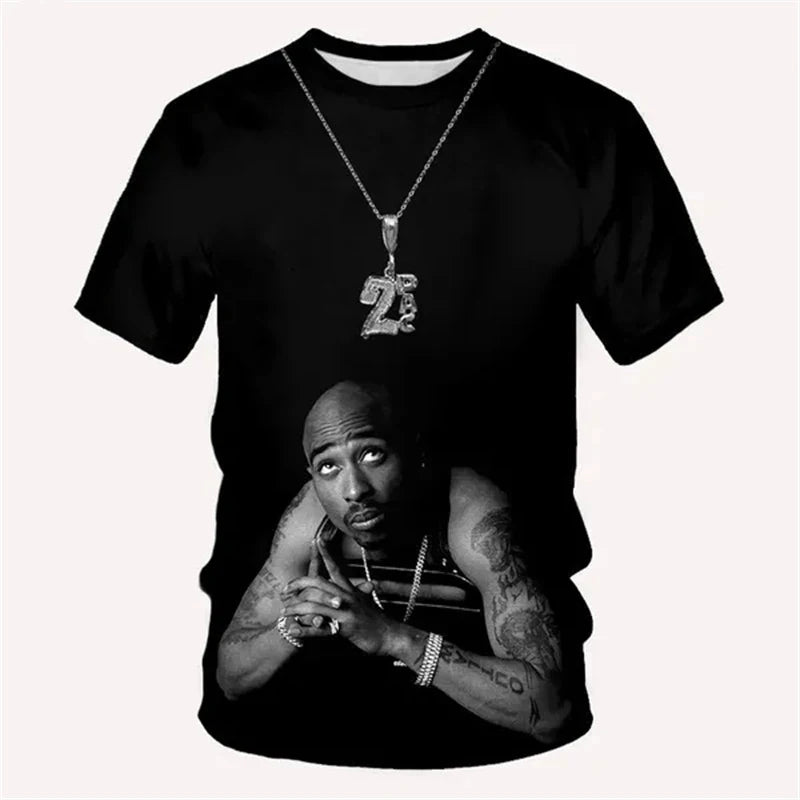 Rock Rapper 2pac T Shirts 3D Print Hip Hop Streetwear T-shirt