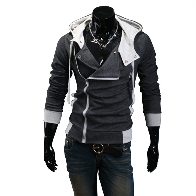 Casual Men's Hooded Jacket Black Slim Zipper Hoodie Sweatshirt Streetwear Outerwear Cardigan Sportswear Male Hoodies