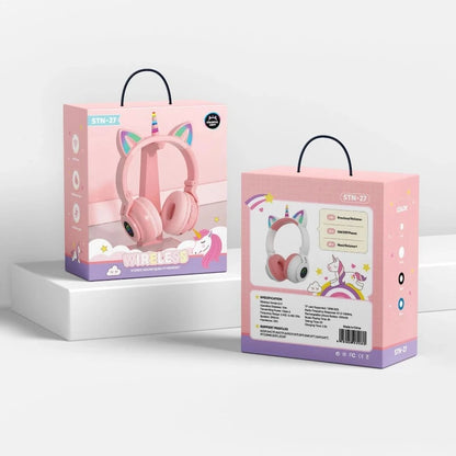 RGB Unicorn Kids Wireless Headphones With Mic,Control RGB Light Girls Music Stereo Earphone Mobile Phone Children's Headset Gift