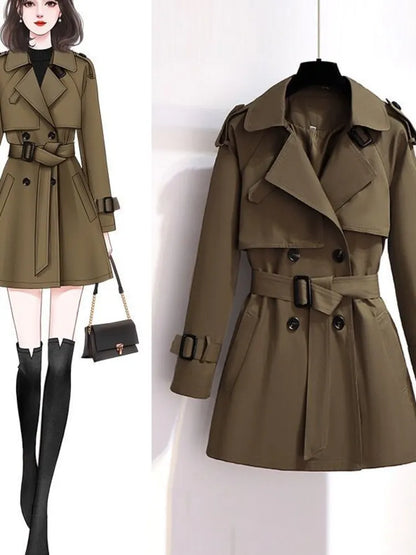 Women Vintage Elegant Clothes Trench Coat All-match Elegant Fashion Double Breasted Loose Street Short Jacket Spring Autumn New