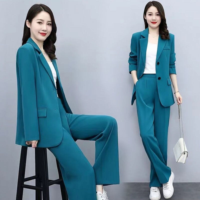 chic and versatile Spring Autumn Thin Women's Blazers Long Pants 2 Piece Set – a fashionable Korean office lady ensemble comfort office outfits