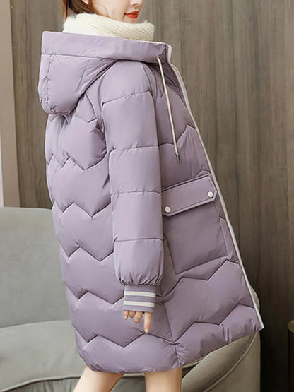 Barbour Trending Quilted Coat 2024 Winter Women's Jacket Coats Long Parkas, Hooded Overcoat with Down Cotton. Thick Warm Jackets for Casual Students. Windproof Trench Coat for Women