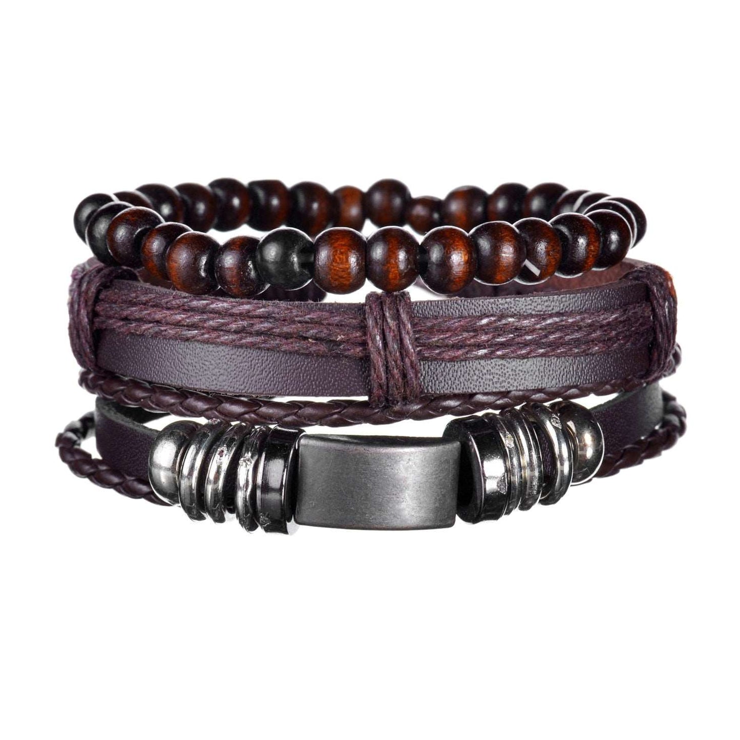 3/4Pcs/ Set Braided Wrap Leather Bracelet for Men