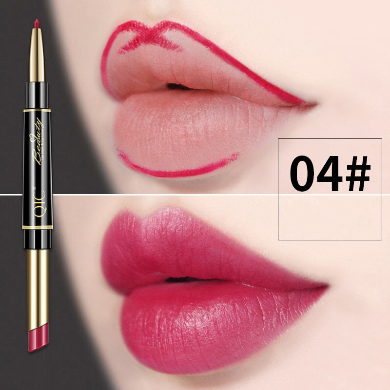 2 IN 1 Lip Liner Waterproof Matte Lipstick Pencil Sexy Red Long Lasting Lipliner Makeup Cosmetics