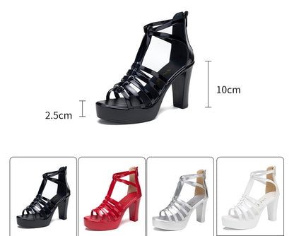 Small Size 32-43 Summer Block High Heels Gladiator Sandals Wedding Shoes Leather 2023 designer Platform heels Sandals Office Party Model