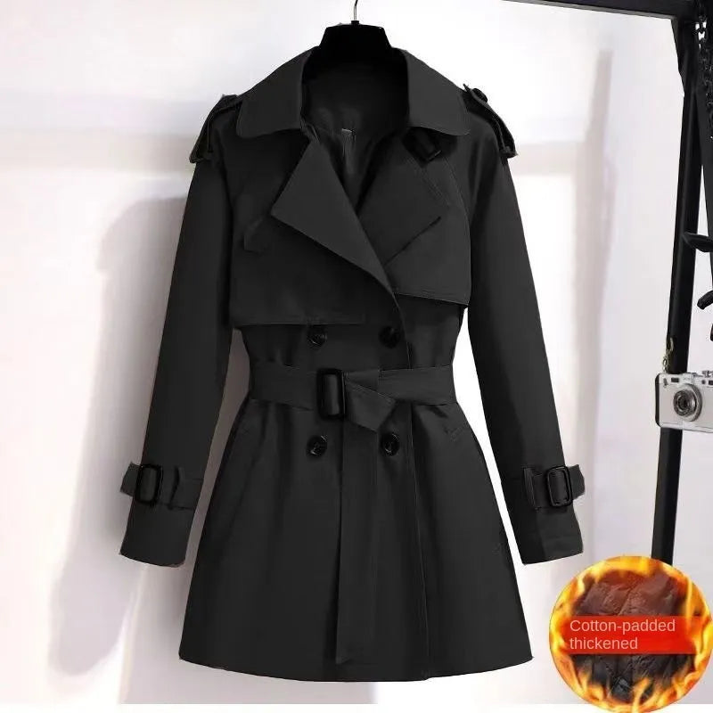 Women Vintage Elegant Clothes Trench Coat All-match Elegant Fashion Double Breasted Loose Street Short Jacke